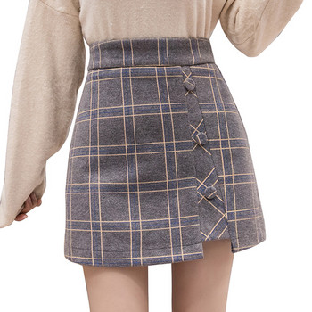 Fusta de dama moderna in carouri in gri si negru