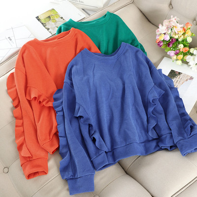 Női alkalmi pulóver fürtökkel és ovális nyakkivágással több színben