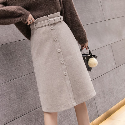 Fusta casual dama cu nasturi si curea in culorile gri, bej si negru