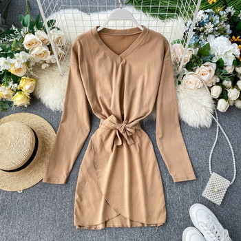 Rochie casual de dama cu decolteu spitz in trei culori