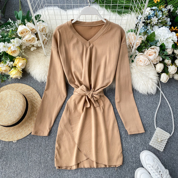 Rochie casual de dama cu decolteu spitz in trei culori