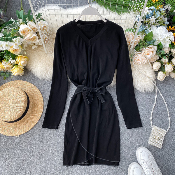 Rochie casual de dama cu decolteu spitz in trei culori