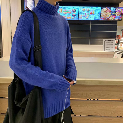 Pulover barbatesc lat cu guler inalt in rosu, mov, negru, portocaliu, bej si verde