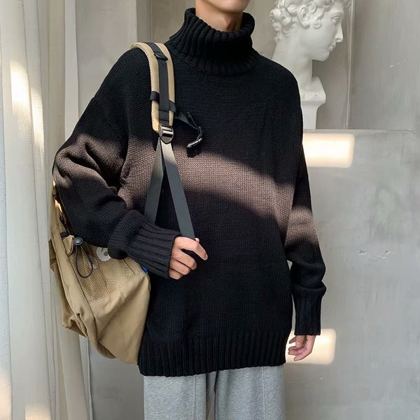 Pulover barbatesc lat cu guler inalt in rosu, mov, negru, portocaliu, bej si verde