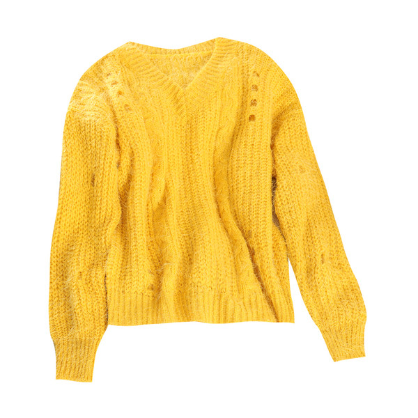 Pulover de dama casual cu gauri si decolteu spitz in mai multe culori