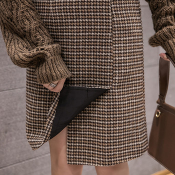 Fusta de dama asimetrica model nou cu curea in negru si maro