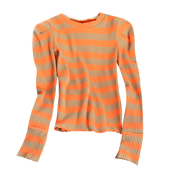 Bluză casual de damă în dungi, cu decolteu O