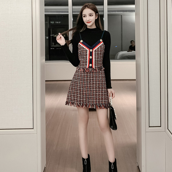 Set de damă model nou de maiou și pulover cu fustă din trei piese