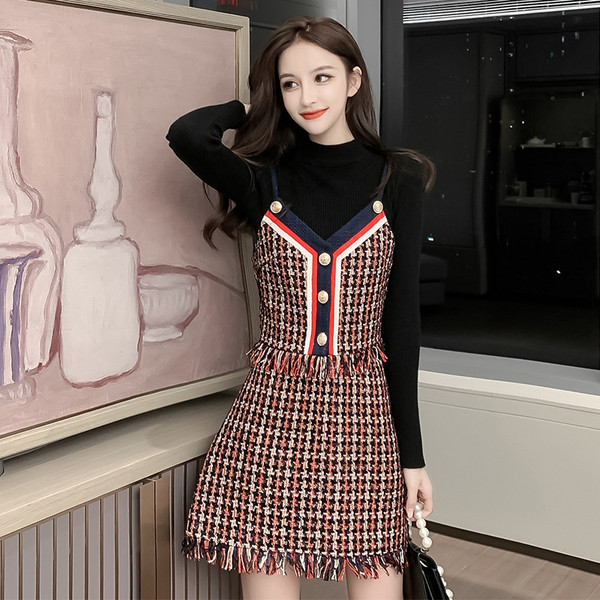 Set de damă model nou de maiou și pulover cu fustă din trei piese