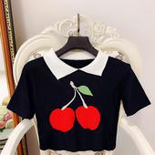 Bluza de dama cu broderie colorata si guler