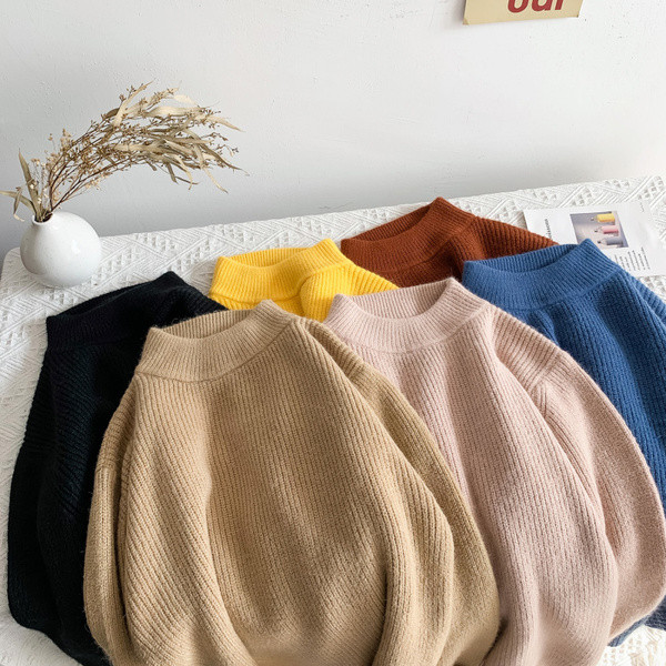 Pulover pentru bărbați moale cu guler semi-înalt - model larg