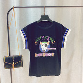 Bluza de dama cu aplicatie colorata alb-negru