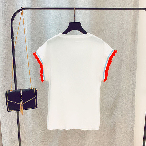 Bluza de dama cu aplicatie colorata alb-negru