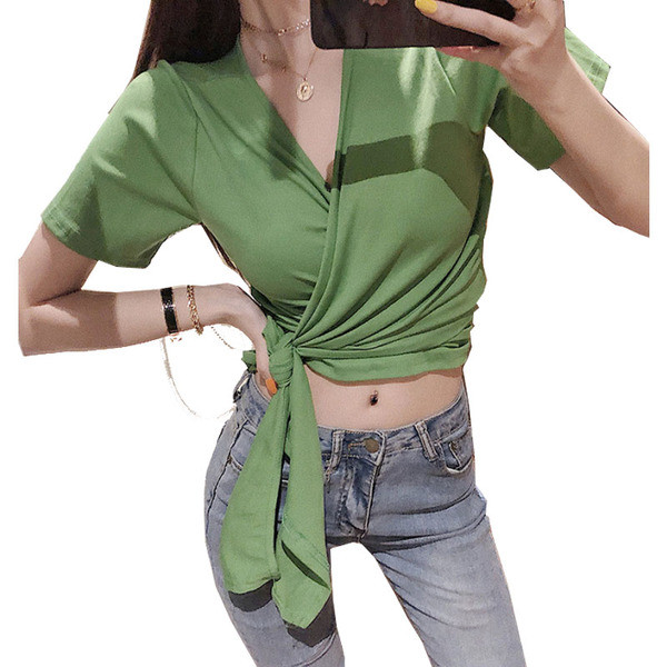 Bluza de dama cu panglica pe spate in alb si verde