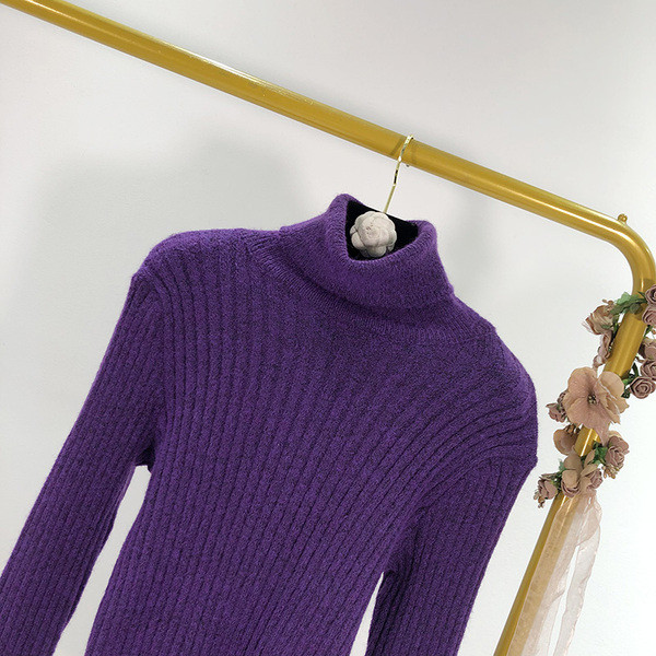 Pulover de dama cu guler polo de culoare mov