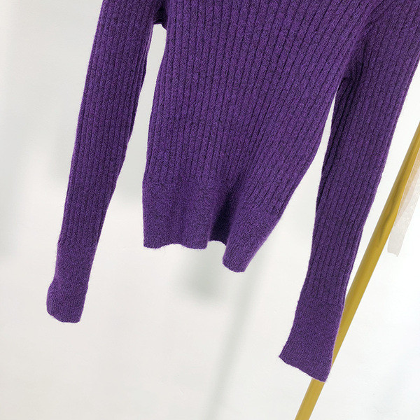 Pulover de dama cu guler polo de culoare mov