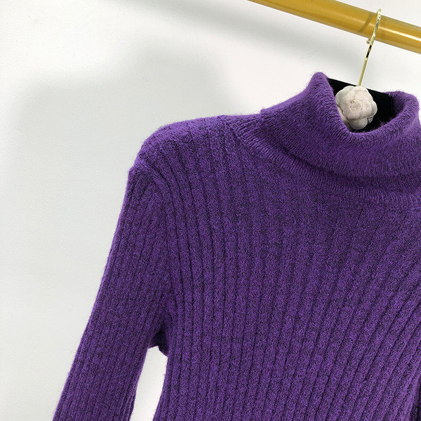 Pulover de dama cu guler polo de culoare mov