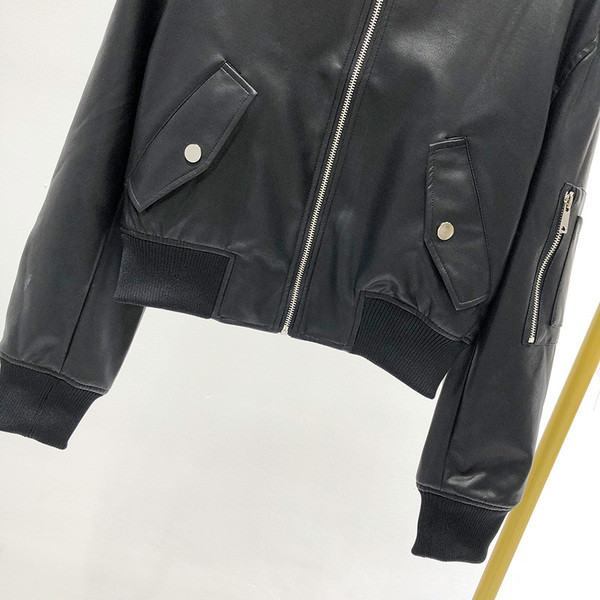 Geaca de dama scurta primavara-toamna din piele ecologica de culoare neagra