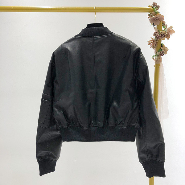 Geaca de dama scurta primavara-toamna din piele ecologica de culoare neagra