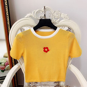 Bluza scurta de dama cu broderie colorata