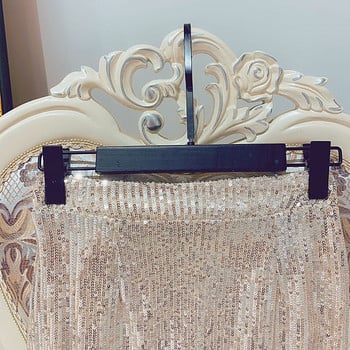 Fusta de dama cu paiete si talie elastica de culoare aurie