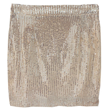 Fusta de dama cu paiete si talie elastica de culoare aurie