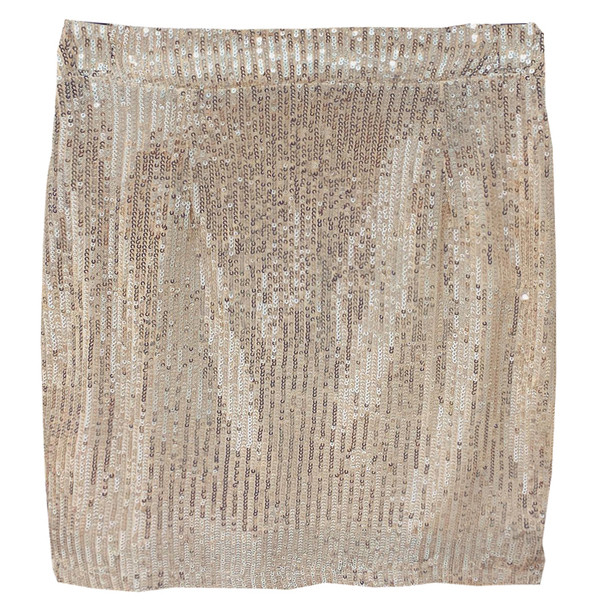 Fusta de dama cu paiete si talie elastica de culoare aurie