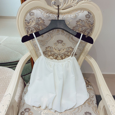 Maieu de damă cu bretele subțiri în alb și portocaliu