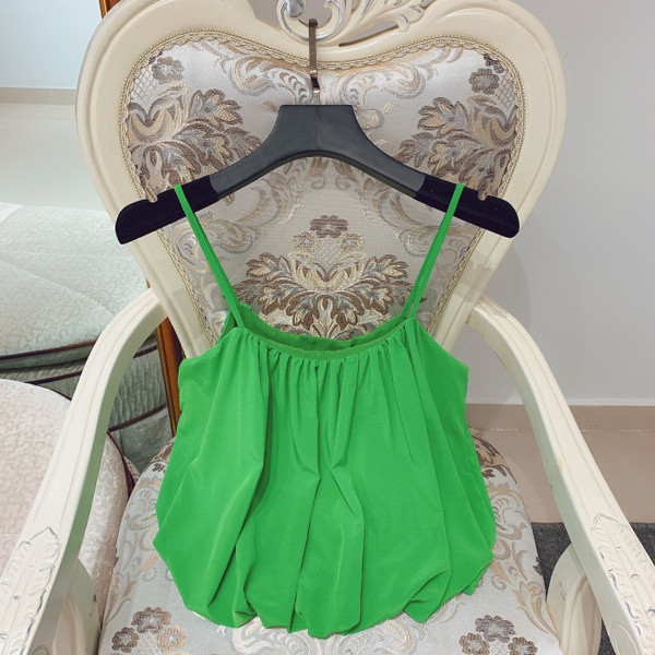 Maieu de damă cu bretele subțiri în alb și portocaliu