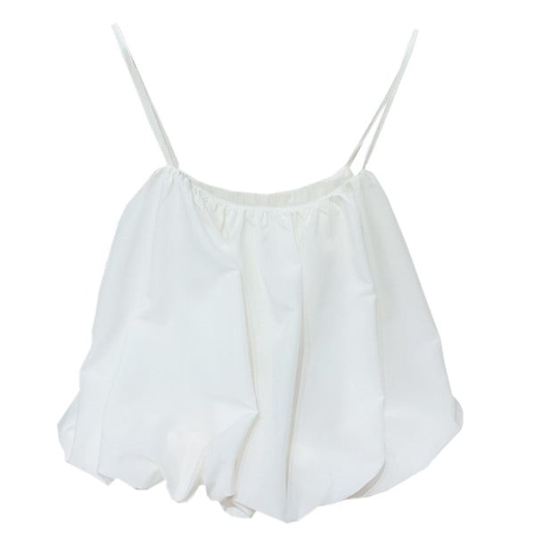 Maieu de damă cu bretele subțiri în alb și portocaliu