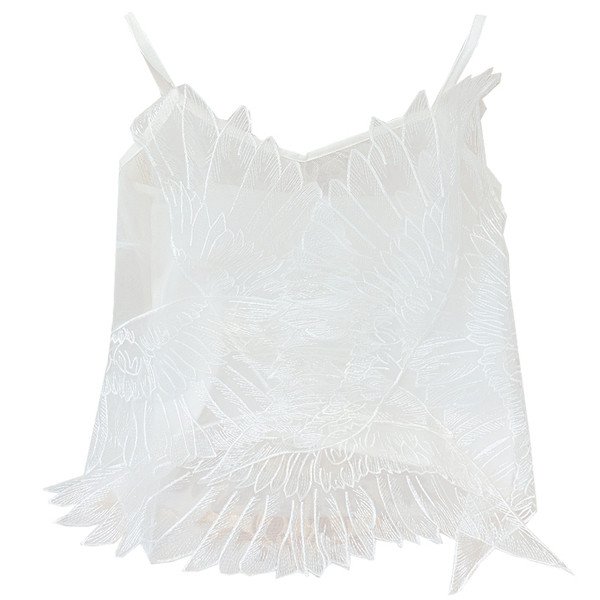 Maieu de damă din dantelă cu bretele subțiri de culoare albă