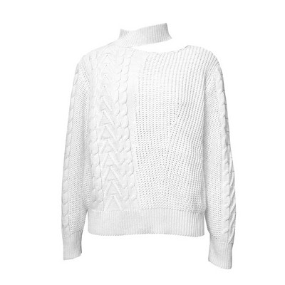 Női alkalmi pulóver csupasz váll és magas gallérral két színben