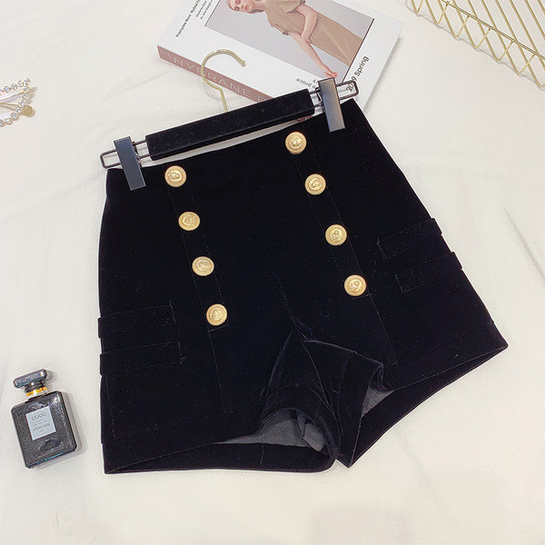 Pantaloni scurți moderni de catifea pentru femei în negru