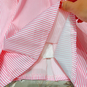 Rochie de dama in dungi cu dantela si maneci lotus