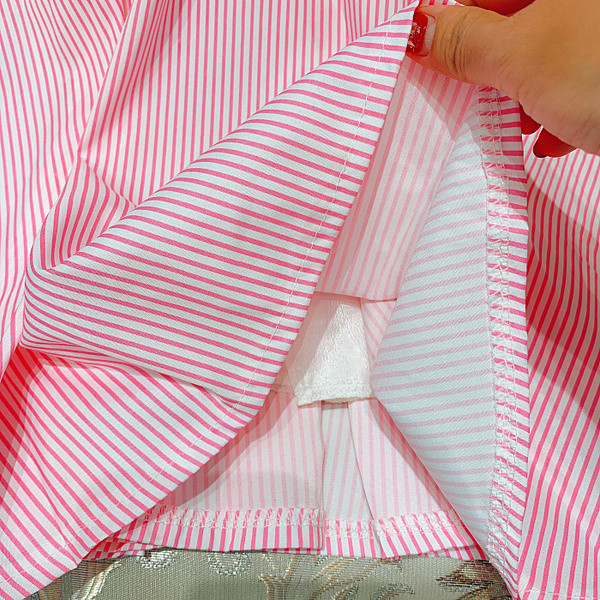 Rochie de dama in dungi cu dantela si maneci lotus