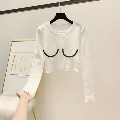 Bluza scurta de dama cu decolteu rotund in trei culori