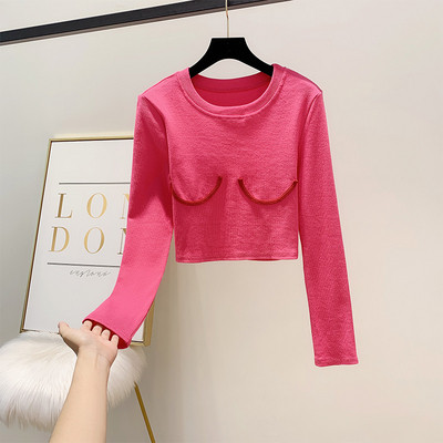 Bluza scurta de dama cu decolteu rotund in trei culori