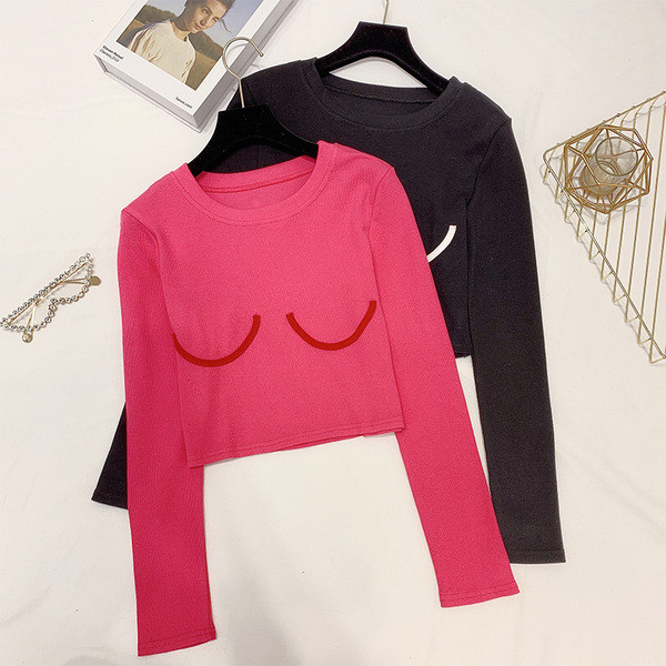 Bluza scurta de dama cu decolteu rotund in trei culori