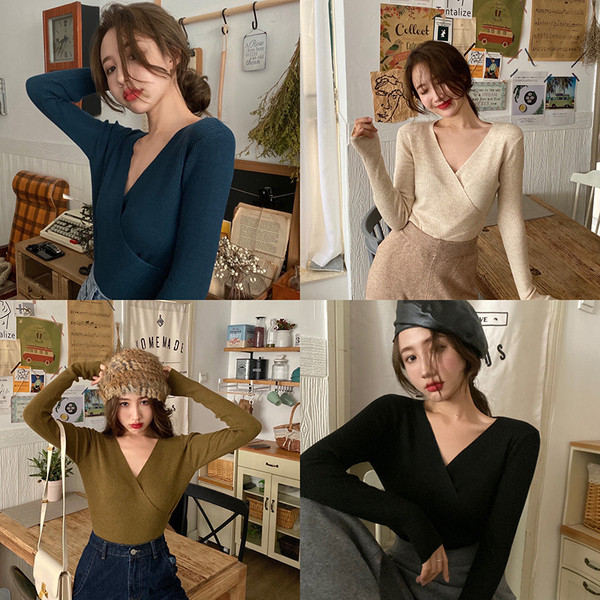 Bluză de damă cu decolteu profund în formă de spitz în patru culori