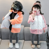 Új modell modern gyerek őszi téli kabát rózsaszín és narancs színben