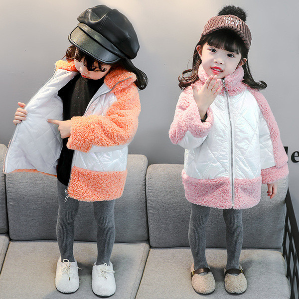 Új modell modern gyerek őszi téli kabát rózsaszín és narancs színben