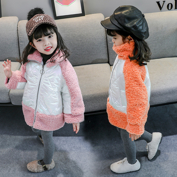 Új modell modern gyerek őszi téli kabát rózsaszín és narancs színben