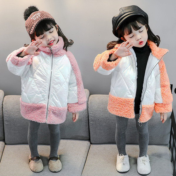 Új modell modern gyerek őszi téli kabát rózsaszín és narancs színben