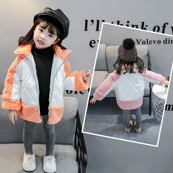 Új modell modern gyerek őszi téli kabát rózsaszín és narancs színben