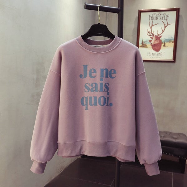 Hanorac de damă cu decolteu oval și inscripție cu mâneci lungi în trei culori