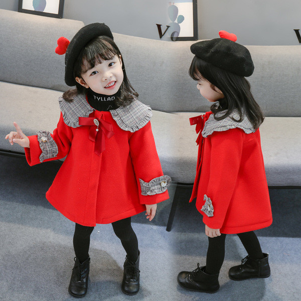 Palton copii model nou pentru fete - model croiat in rosu