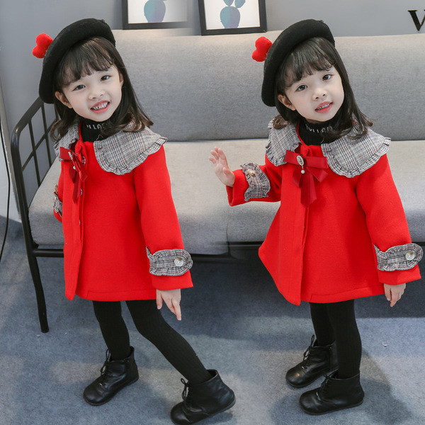 Palton copii model nou pentru fete - model croiat in rosu