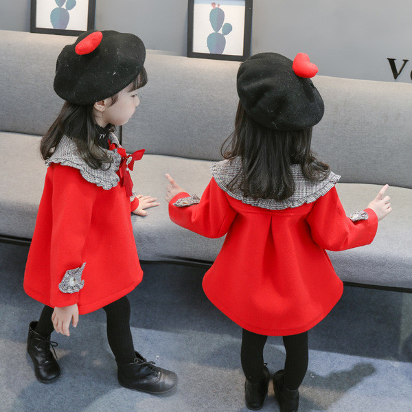 Palton copii model nou pentru fete - model croiat in rosu