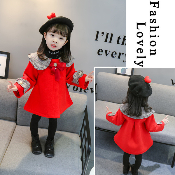 Palton copii model nou pentru fete - model croiat in rosu