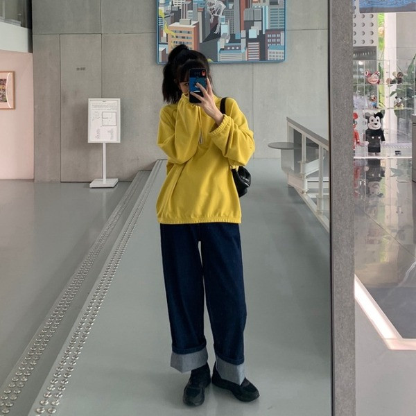 Hanorac casual dama cu fermoar galben